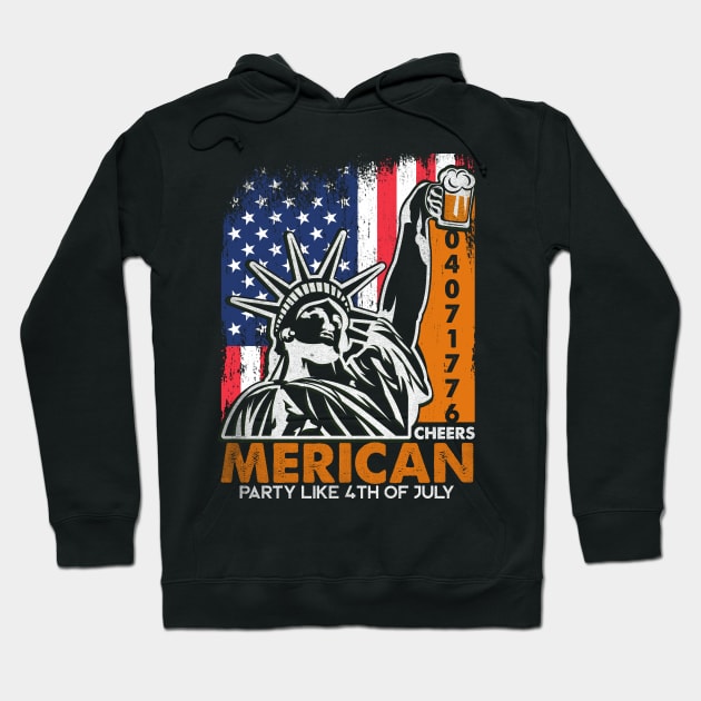 Cheers Merican | 4th Of July-Patriotic Hoodie by POD Anytime